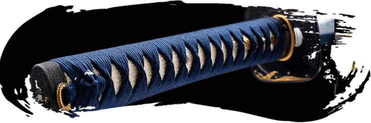 Tsuka de seda azul con hishigami
